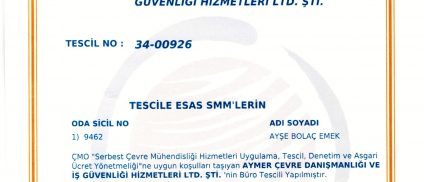 Aymer TMMOB Büro Tescil Belgesi